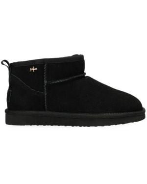 Mexx Logo-Plaque Suede Ankle Boots - Black