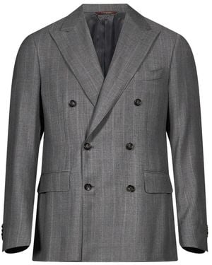 Canali Traje A Cuadros Con Doble Botonadura - Gris