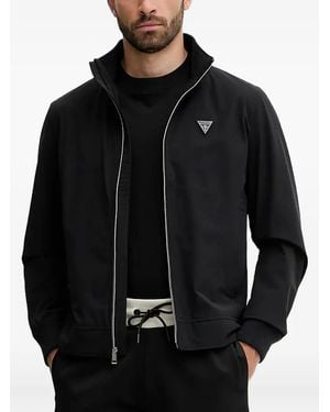 Guess Logo-plaque Zip-up Jacket - Black