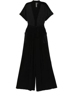 Norma Kamali Geralyn Striped Pleated Jumpsuit - Black