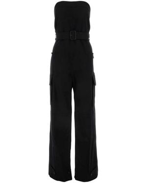 Saint Laurent Bustier Jumpsuit With Detachable Belt - Black