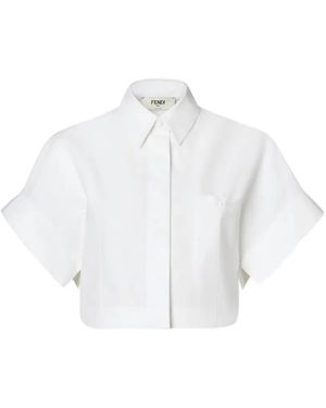 Fendi Cropped Button-Back Shirt - White