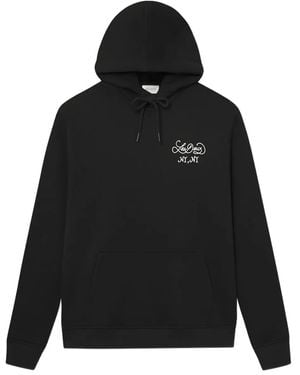 Les Deux Apple-Print Cotton Hoodie - Black