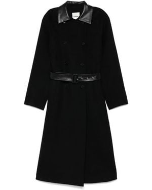 Sandro Double-Breasted Coat - Black