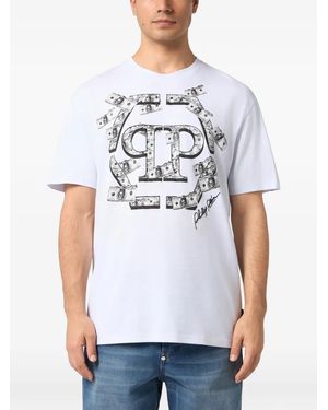 Philipp Plein Logo-Detail Dollar-Print T-Shirt - White