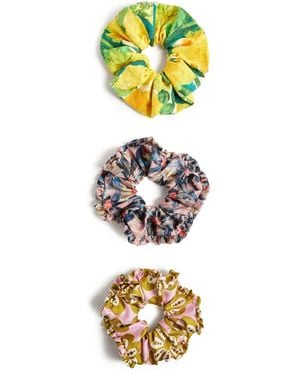 La DoubleJ Printed Scrunchies (Set Of Three) - Metallic