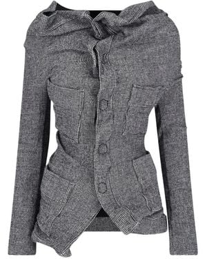 Junya Watanabe Draped Houndstooth Jacket - Gray