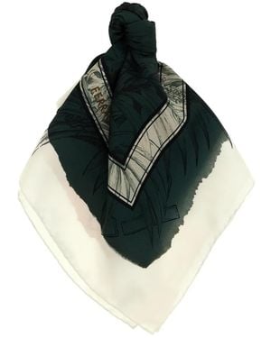 Ferragamo Seidenschal mit Blumen-Print - Grün