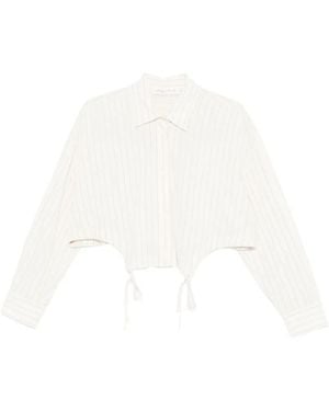 Phisique Du Role Striped Tie-Detail Shirt - White