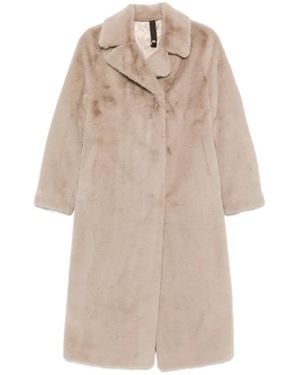 DUNO Belted Shearling-Effect Coat - Natural