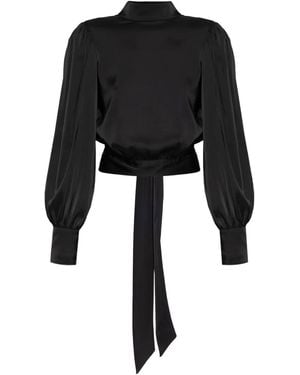 Gestuz Tie-Detail Long-Sleeve Top - Black