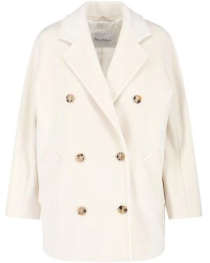 Max Mara Double-Breasted Button Coat - Natural