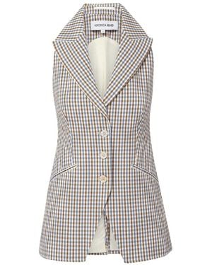 Veronica Beard Costa Gingham Waistcoat - White