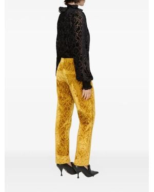 Burberry Damask-Pattern Velvet Pants - Metallic