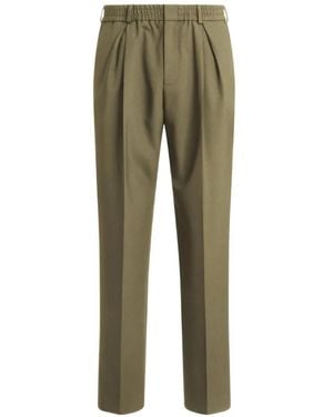 Balmain Wool Trousers With Elasticated Waist - Green