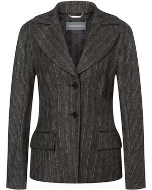 Alberta Ferretti Pinstriped Single-Breasted Blazer - Black