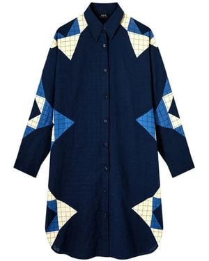 A.P.C. Patchwork Shirt-Dress - Blue