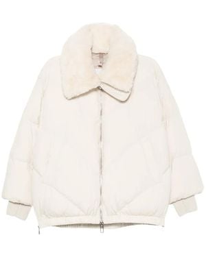 DUNO Faux-Fur-Collar Quilted Jacket - White