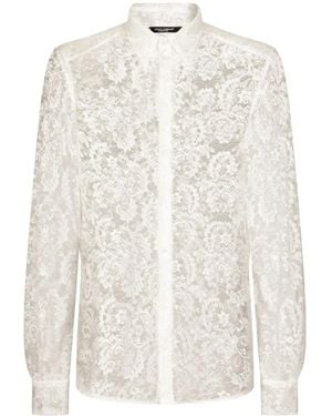 Dolce & Gabbana Sheer-Coverage Lace Shirt - White