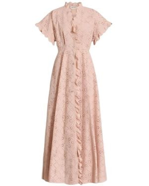 Alberta Ferretti Ruffled Openwork Dress - Pink