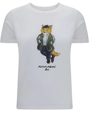 Maison Kitsuné Weekend Fox Graphic-Print T-Shirt - White