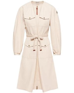 Moncler Logo-Patch Poplin Midi Dress - White