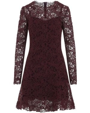 Ermanno Scervino Lace-Overlay Long-Sleeve Mini Dress - Purple