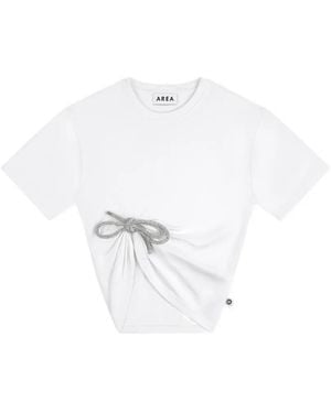 Area T-Shirt À Nœud Orné De Cristaux - White