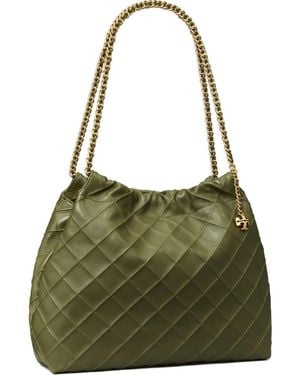 Tory Burch Fleming Quilted Tote Bag - Green