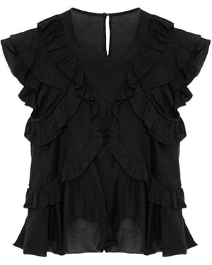 Isabel Marant Top Nalou con volantes - Negro