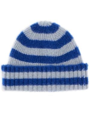 Howlin' Hard Striped Ribbed Beanie Hat - Blue