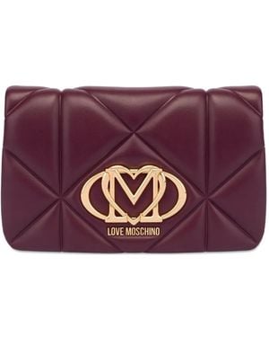 Love Moschino Logo-Plaque Clutch Bag - Purple