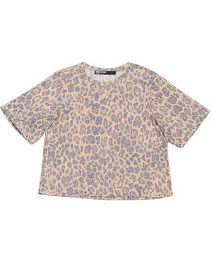 Bimba Y Lola Leopard-Print Short-Sleeve Top - Grey