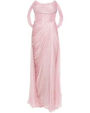 IRIS SERBAN Raziel Draped Off-Shoulder Gown - Pink