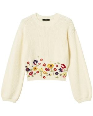 Twinset Floral-Embroidered Jumper - White