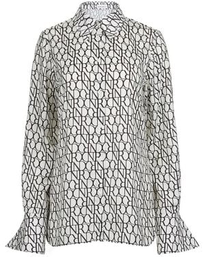 Nina Ricci Bell-Cuff Printed Shirt - White