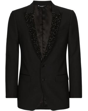 Dolce & Gabbana Blazer Monopetto Con Paillettes - Nero