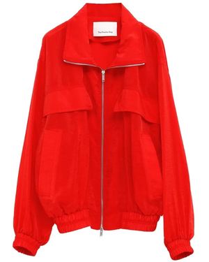 Frankie Shop Zip-Up Elasticated-Trim Jacket - Red