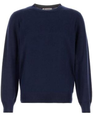 Brunello Cucinelli Pull À Bords Côtelés - Bleu