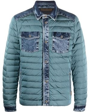 Moorer Denim-Trim Padded Jacket - Blue