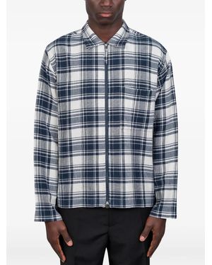 Universal Works Zipped Plaid Shirt - Blue