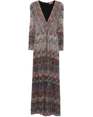 Missoni Midi Dress With Zigzag Pattern - Grey
