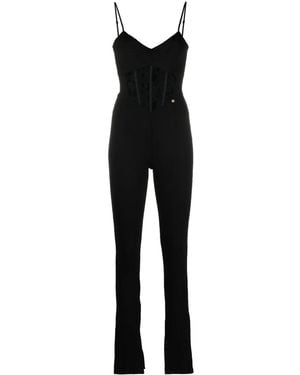 Nissa Boned-Bodice Slim-Cut Jumpsuit - Black
