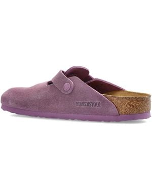 Birkenstock Boston Buckle Suede Mules - Purple