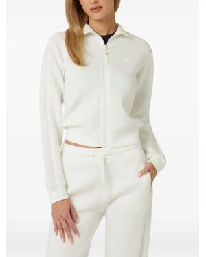 Guess Logo-Patch Zip-Up Sweatshirt - White