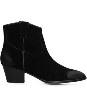 Ash Fame Suede Ankle Boots - Black