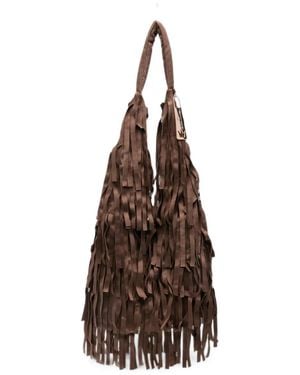 La Milanesa Large Aretha Fringed Shoulder Bag - Brown