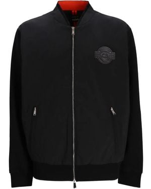 BOSS X Porsche Skiles Logo-Plaque Cotton Bomber Jacket - Black