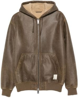 Emporio Armani Shearling-Jacke mit Kapuze - Braun