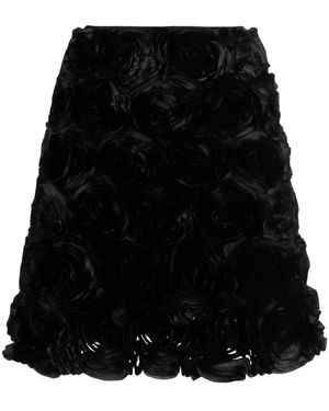 MERYLL ROGGE Chemise En Soie À Appliques Fleurs - Noir